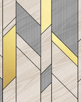 Papier Peint Géométrique - Lignes Marron Gris Blanc Et Doré