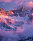 Papier Peint Paysage - Montagne Et Ciel Rose