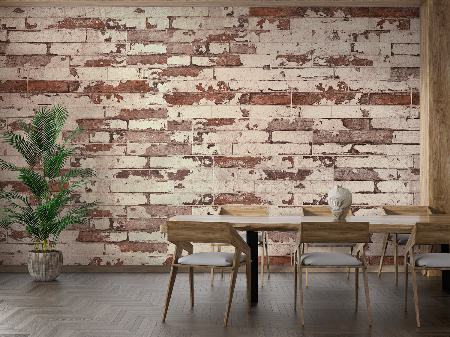 Papier Peint Pierre - Mur de Briques Blanches Effritées