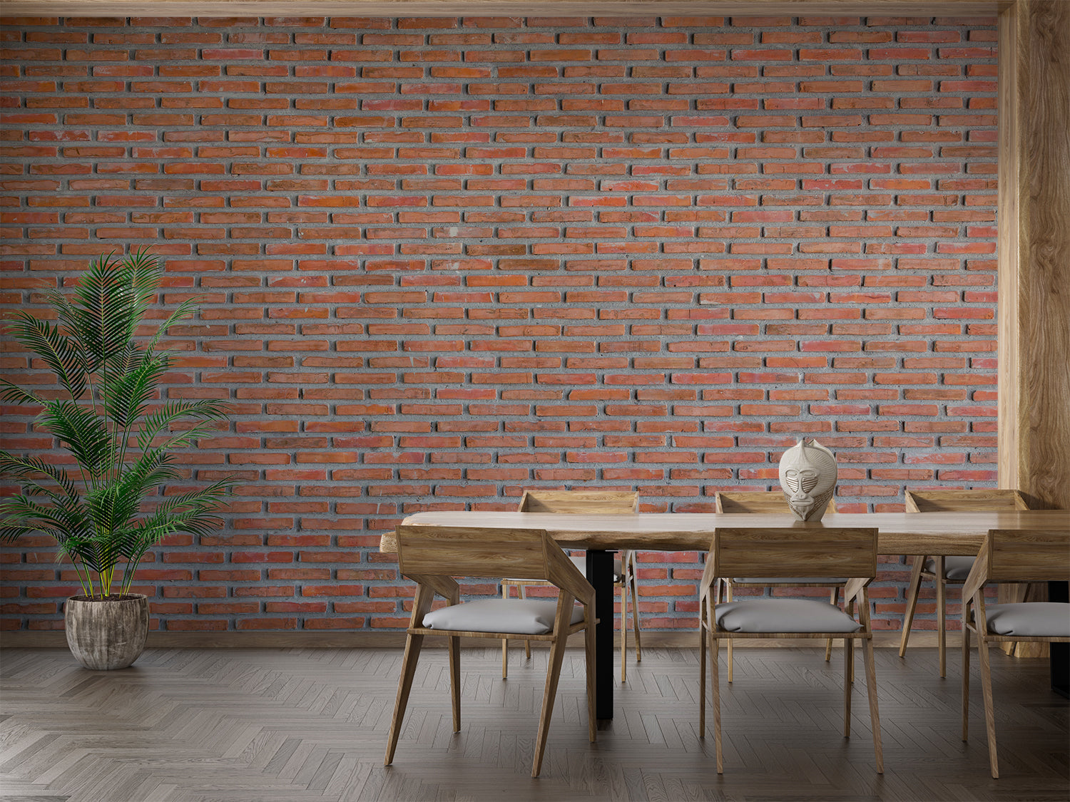 Papier Peint Pierre - Grand Mur de Briques Rouges Uniformes