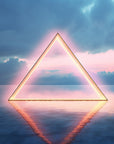 Nature wallpaper - luminous gold triangle above the ocean
