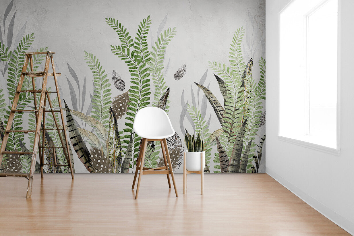 Papier Peint Feuillage - Fougères et Plumes Naturelles