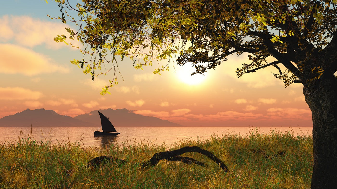 Landscape Wallpaper - Sunset with Sailboat