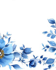 Papier peint fleuri - frise de roses azur