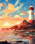 Papier Peint Enfant - Phare Au Coucher De Soleil