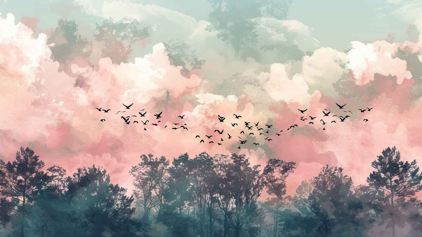 Nature wallpaper – Birds and pastel sky