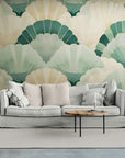 Papier Peint Design - Géométrique Vert Et Doré