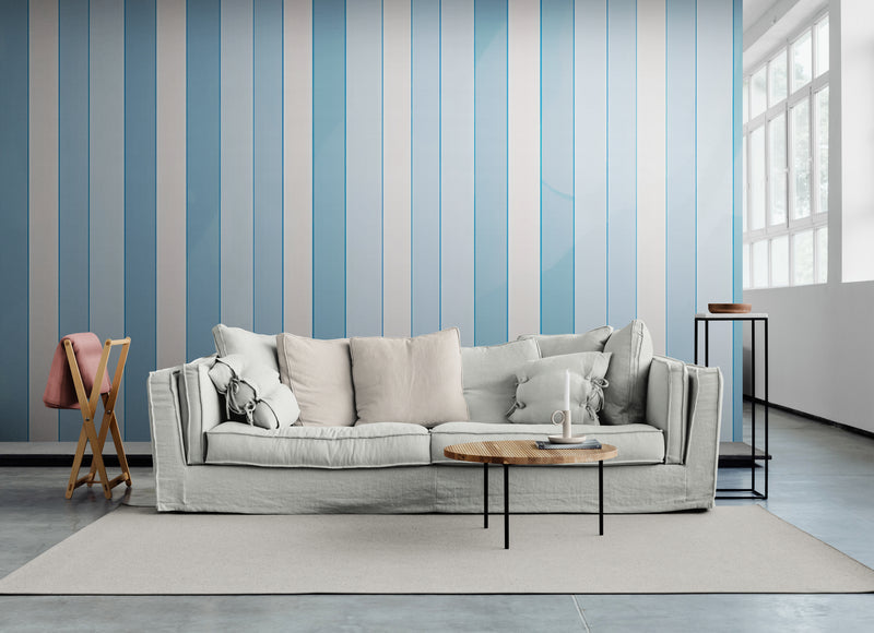 Papier Peint Art & Déco - Rayures Bleues