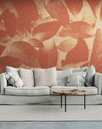 Papier Peint Abstrait - Feuillage Terracotta