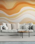 Papier Peint Abstrait - Vagues Oranges