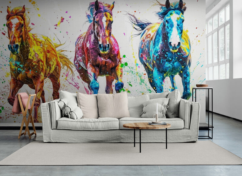 Papier Peint Art & Déco - Chevaux Colorés