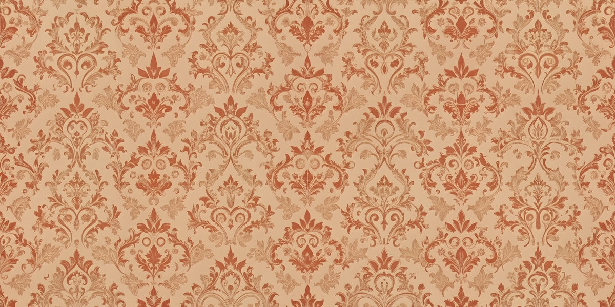 Papier peint rétro - damas classique beige doré