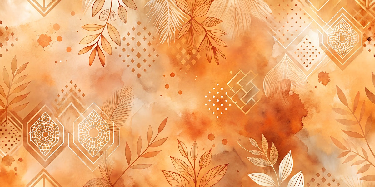 Papier peint boho - explosion abstraite terracotta et or