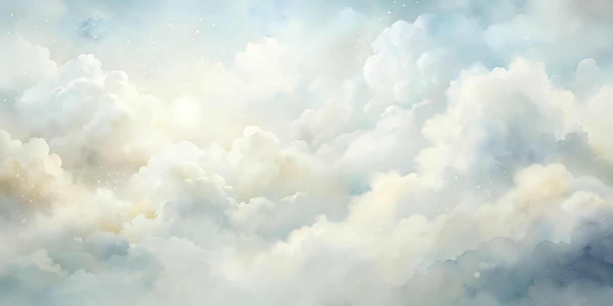 Papier peint nature - grands nuages blancs dans le ciel