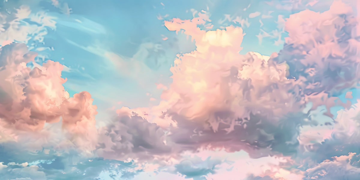 Papier peint nature - ciel nuageux aux reflets roses