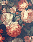 Papier peint fleuri - roses baroques sombres