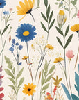 Papier peint fleuri - prairie sauvage aquarelle