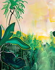 Papier Peint Abstrait - Vert Et Doré