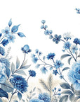 Papier peint fleuri - grands hortensias bleus