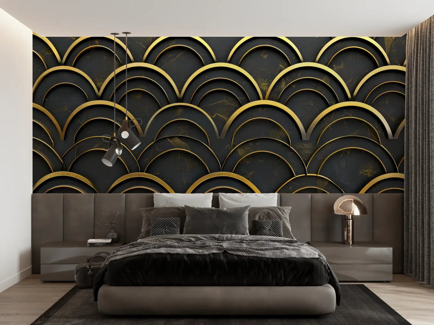 Japanese Wallpaper - Elegant Golden Scales