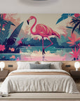 Papier Peint Tropical - Flamant Rose et Feuillage