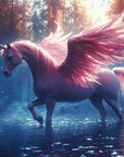 Papier Peint Licornes - Licorne Ailée Bleue