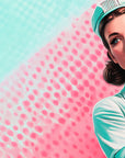 Papier Peint Pop Art - Femme Turquoise et Rose