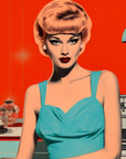 Papier Peint Pop Art - Femme Rétro Orange