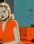Papier Peint Rétro - Femme Vintage Bleue