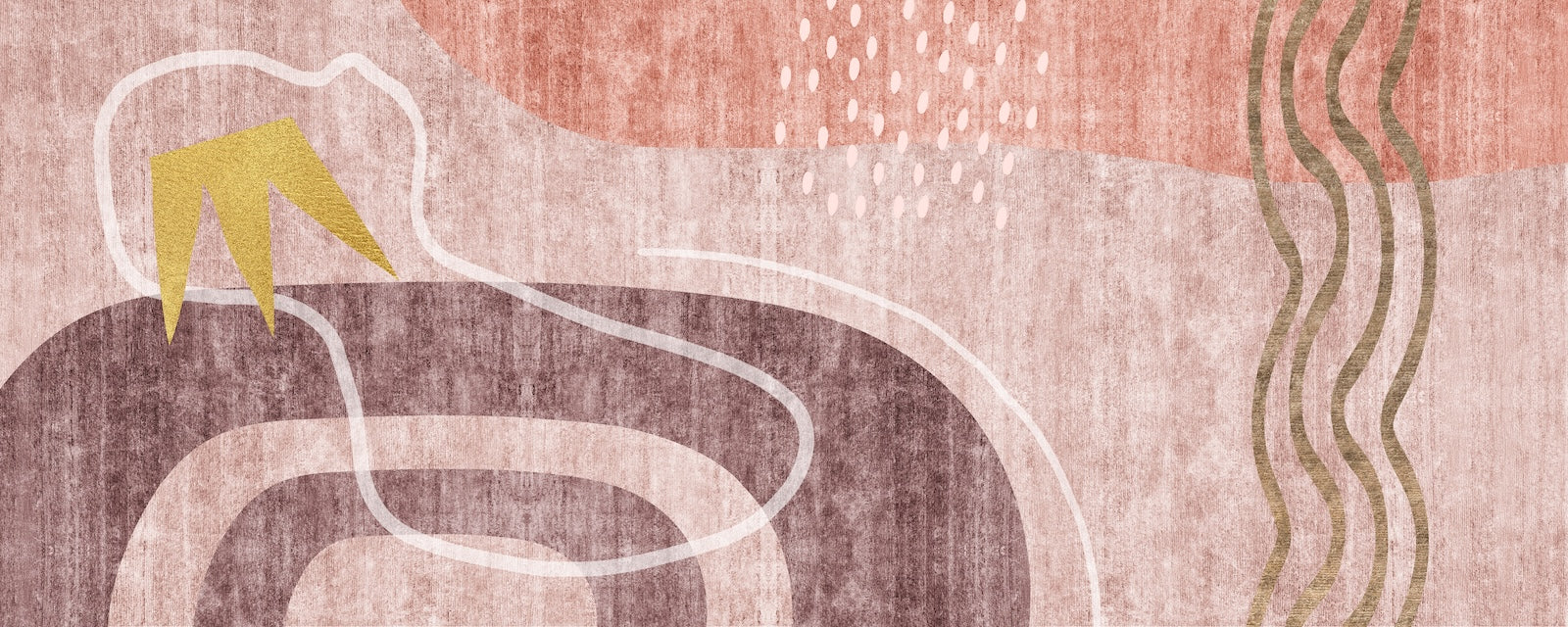 Papier Peint Abstrait - Formes Douces Rose et Beige