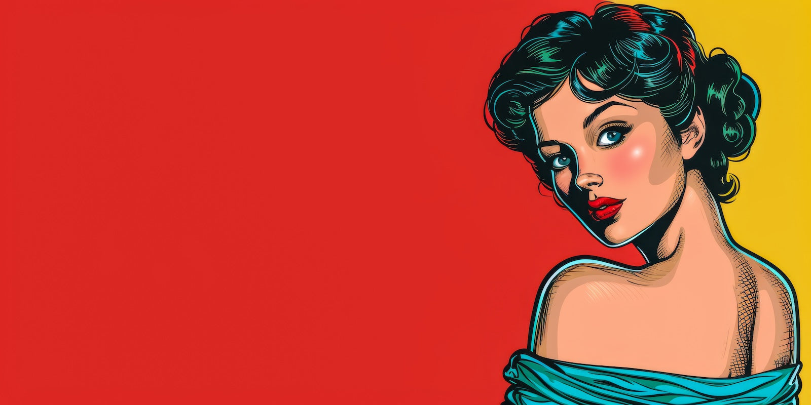 Papier Peint Pop Art - Femme Rouge Expressif