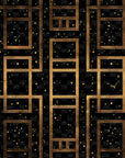 Papier Peint Géométrique - Grilles Dorées et Étoiles