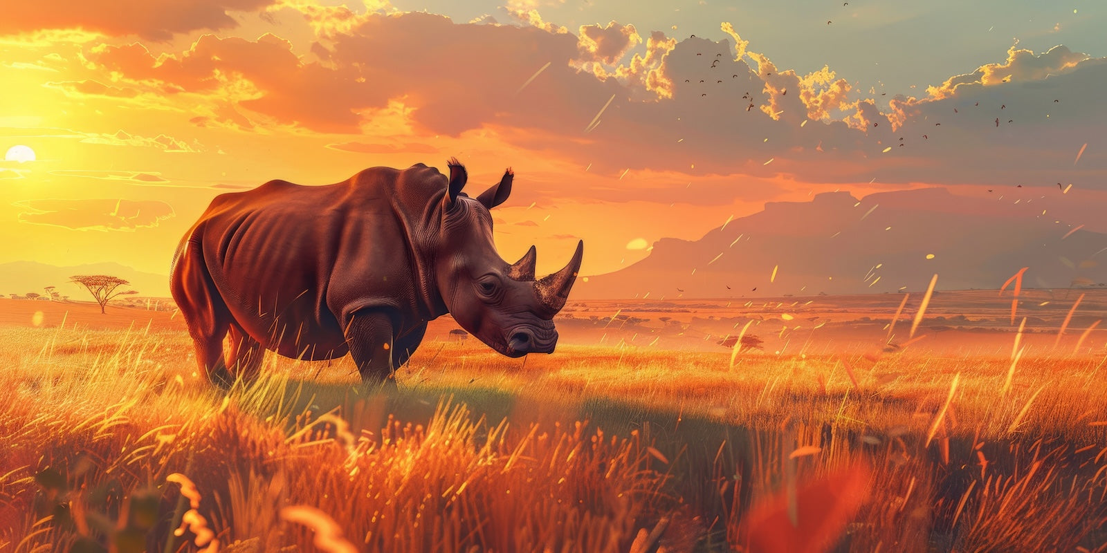 Papier Peint Animaux - Rhinocéros Sauvage Portrait