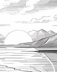Papier Peint Noir et Blanc - Montagnes et Soleil en BD