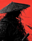 Papier Peint Samouraï - Guerrier Dramatique Rouge