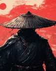 Papier Peint Samouraï - Guerrier et Corbeaux Rouges