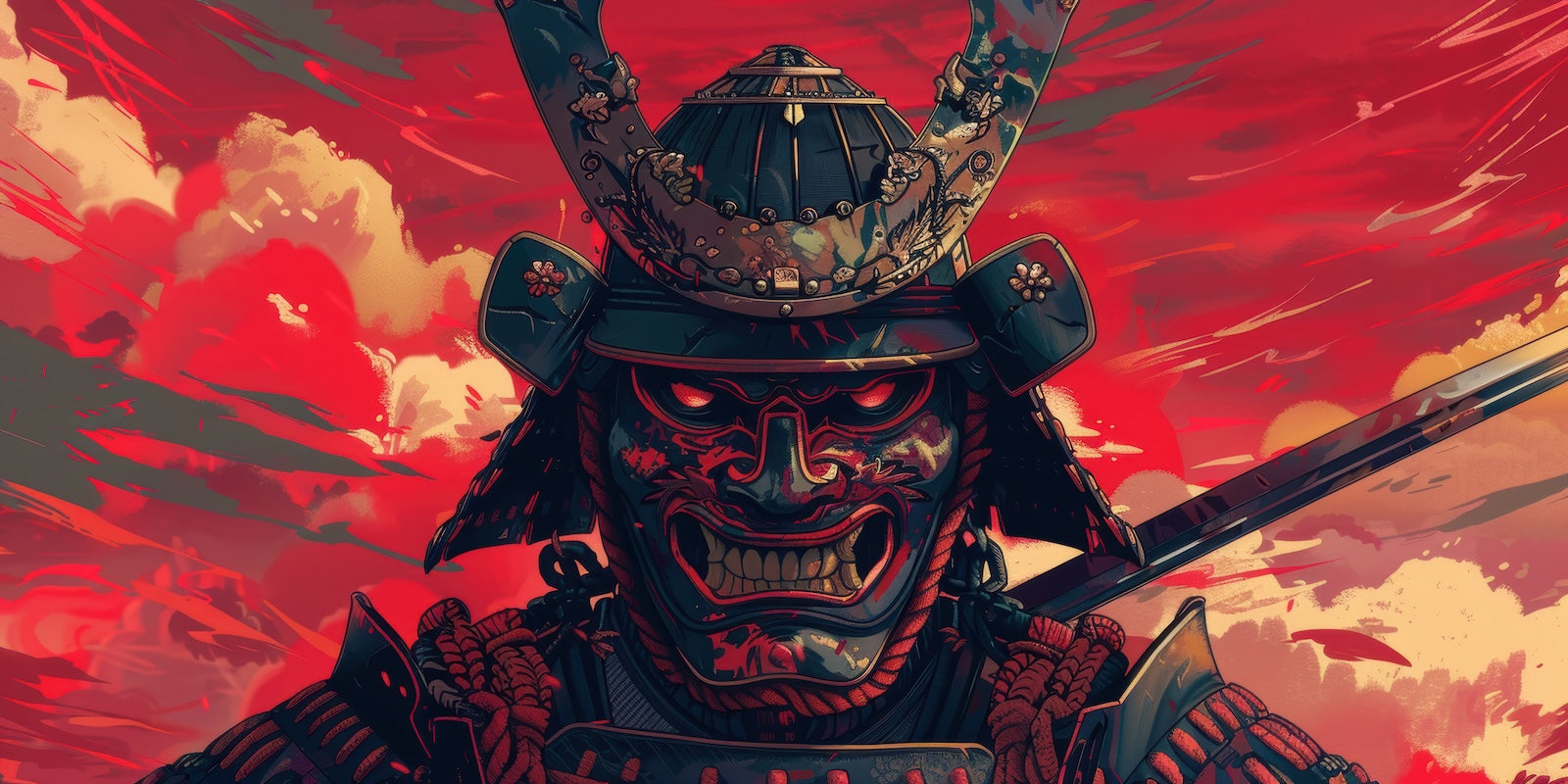 Papier Peint Samouraï - Guerrier Armure Rouge