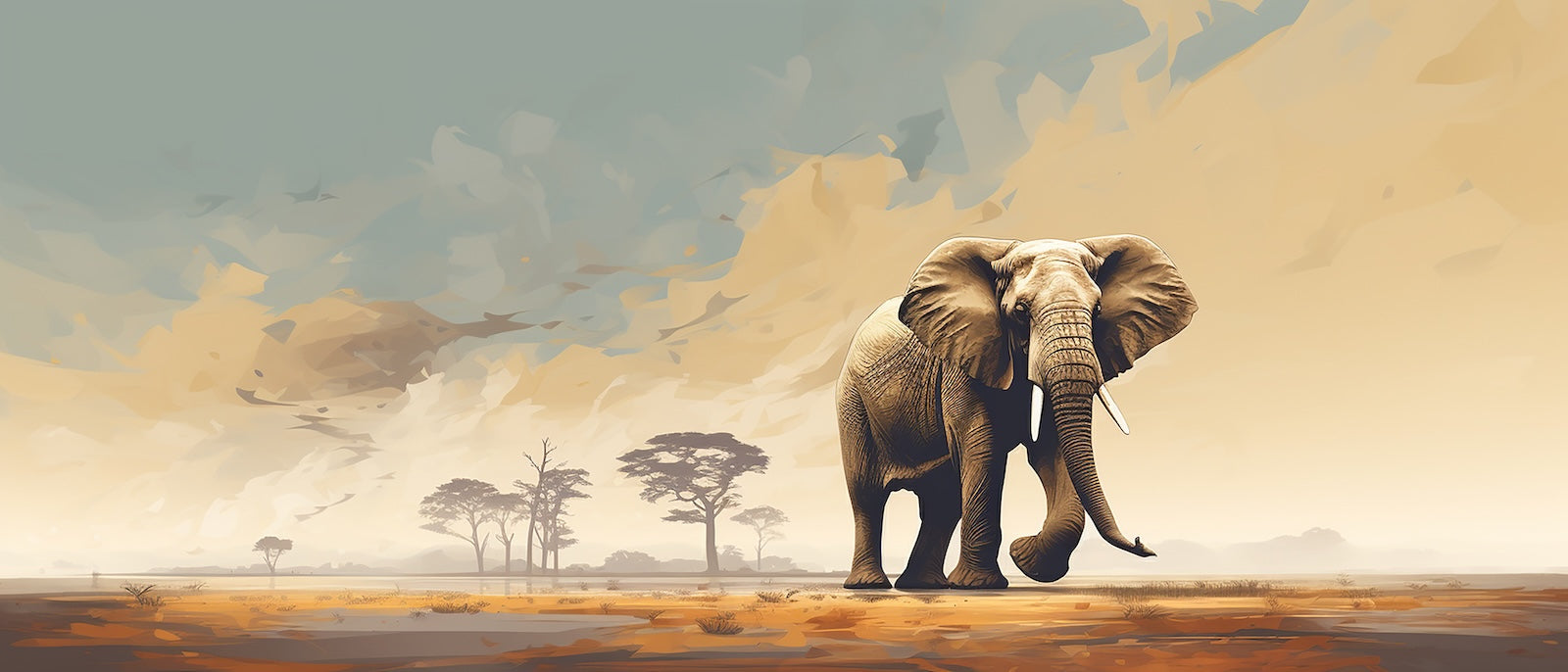 Papier Peint Animaux - Famille d'Éléphants Savane