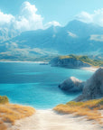 Papier Peint Plages - Lagon Turquoise et Palmiers