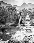 Black and White Forest Wallpaper - Misty Waterfall