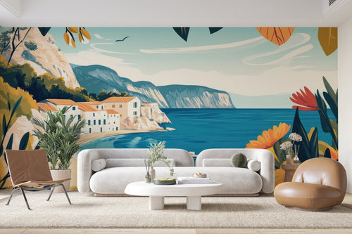 Papier Peint Plages - Palmier Lagon Tropical