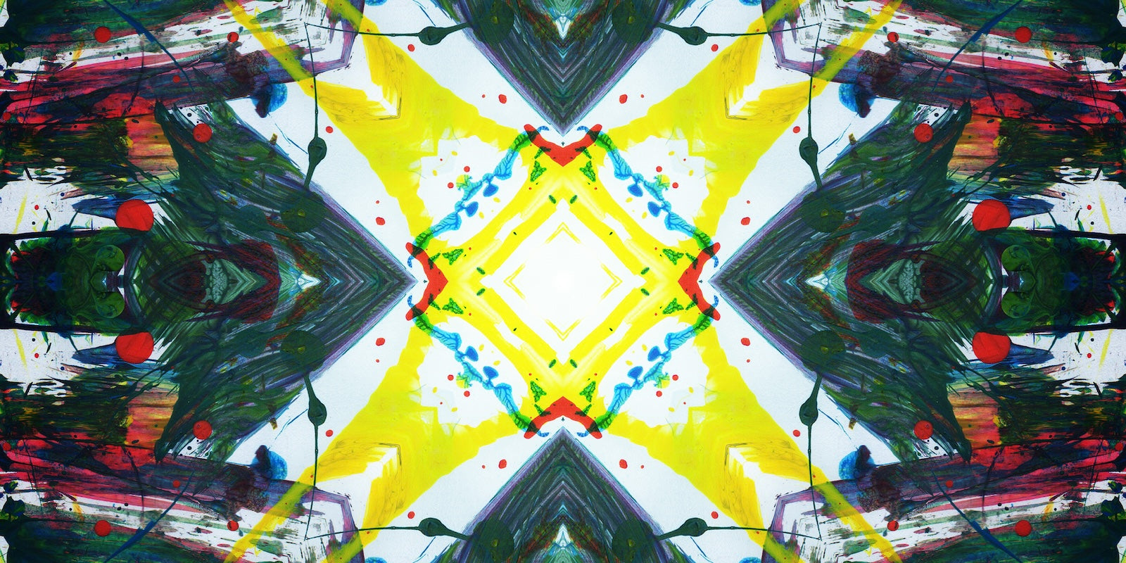 Papier Peint Géométrique - Diamants Vert et Jaune