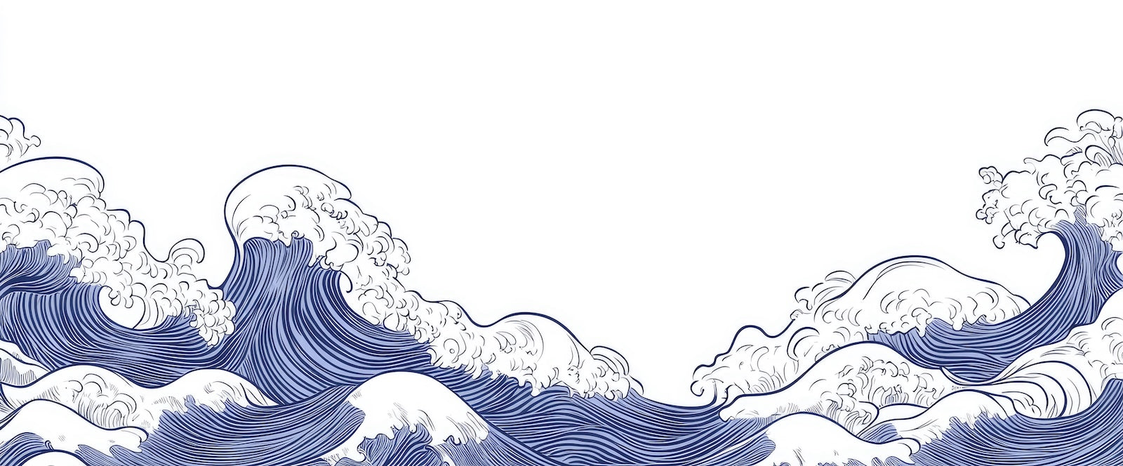 Papier Peint Japonais - Vague Bleue Graphique