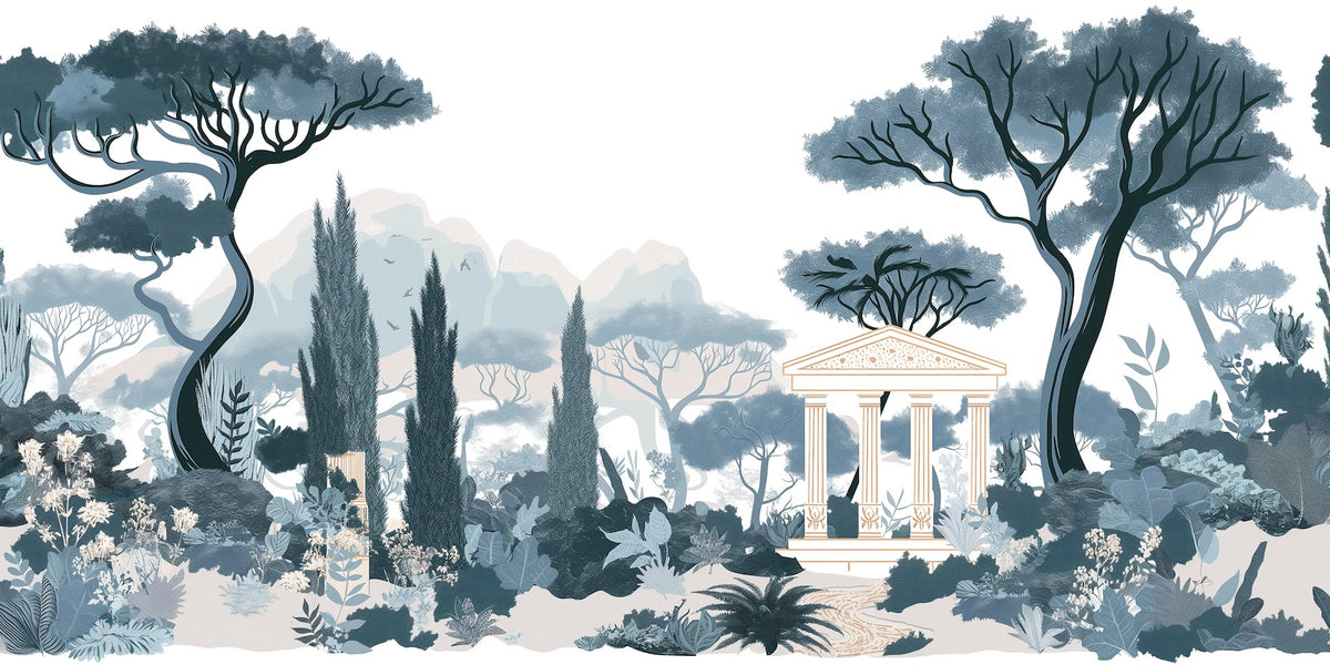 Illustration Wallpaper - Antique Garden Blue Cameo
