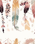 Papier Peint Bohème - Plumes et Motifs Floraux