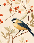 Papier Peint Oiseaux & Rapaces - Oiseaux Branches Fleuries