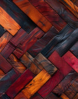 Papier Peint Bois - Parquet Chevron Rouge et Ocre