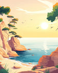 Papier Peint Tropical - Paysage Palmiers Doré