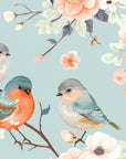 Papier Peint Floral - Oiseaux et Fleurs Vintage