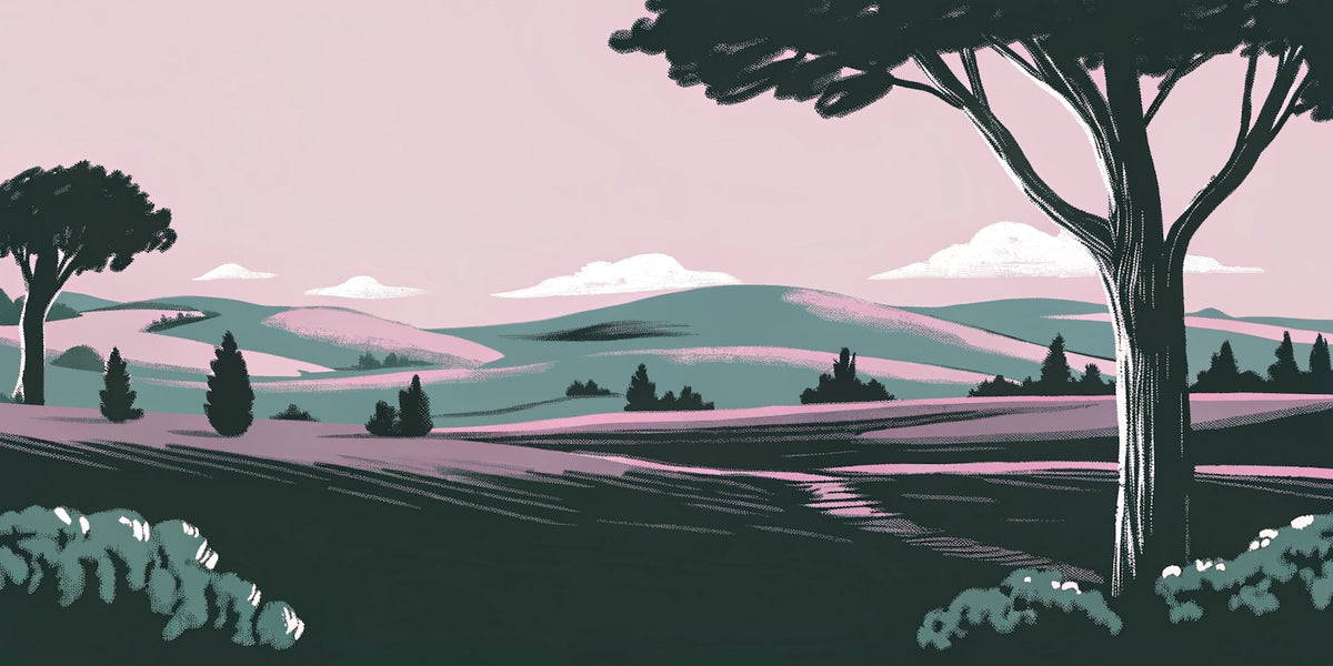 Mountain wallpaper - Solitary tree in a pink landscape
